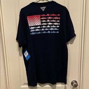 Columbia Navy PFG Fish Flag Sportswear Tee